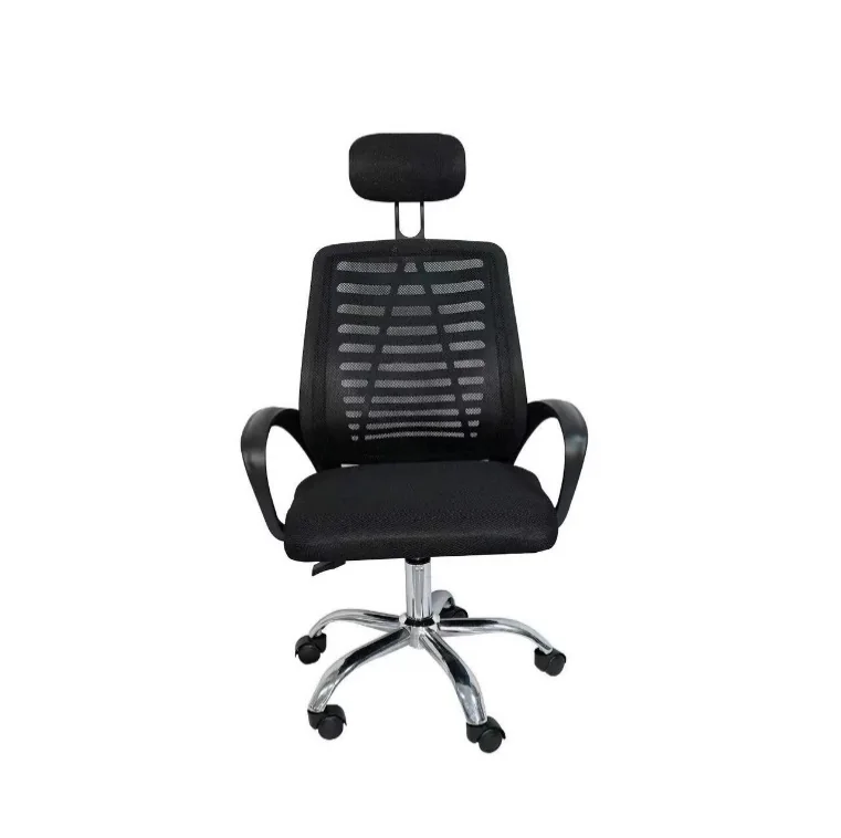 Silla operativa de malla con reposabrazos fijos
