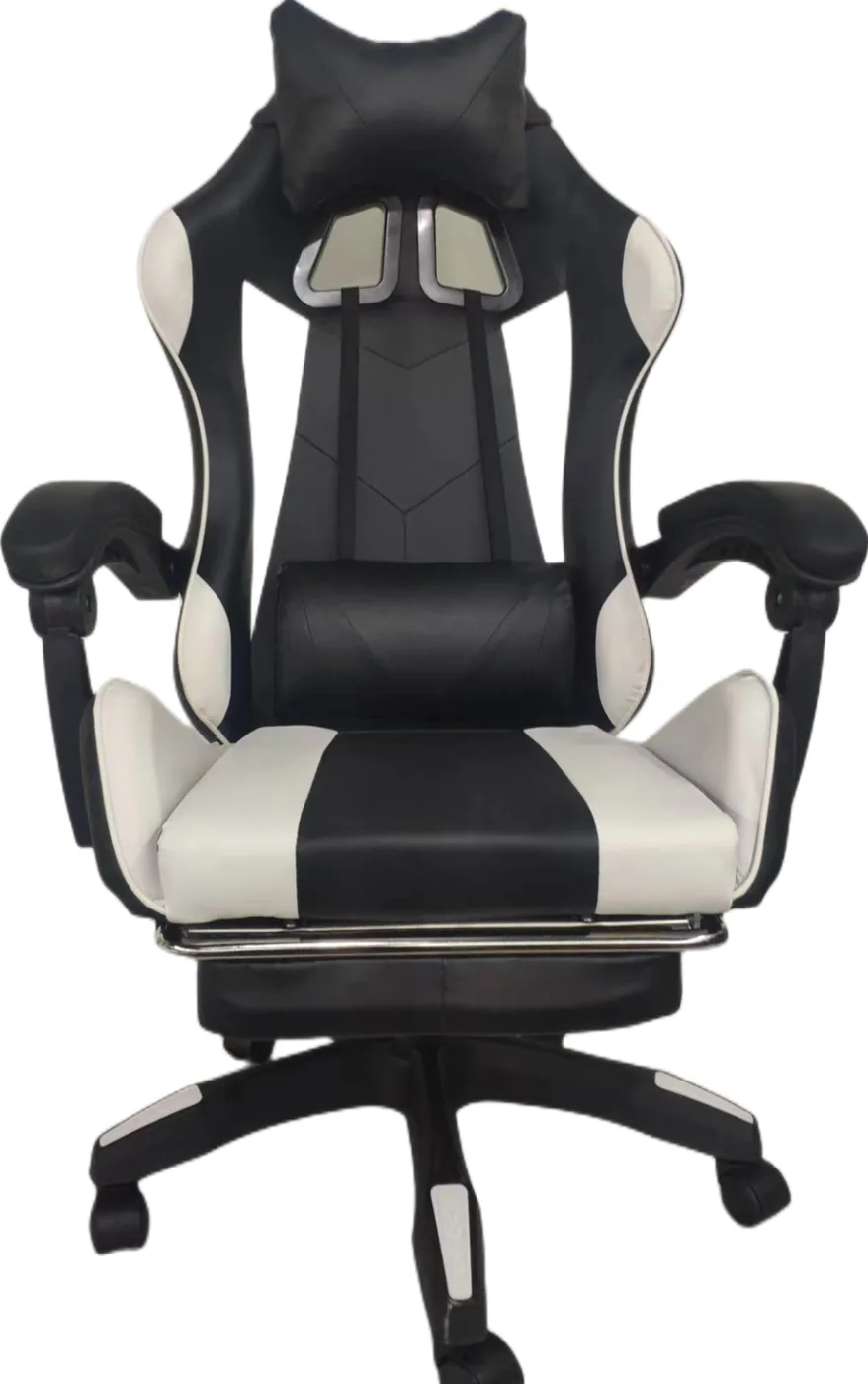 Foto de catálogo de una silla gaming reclinable en negro y marfil